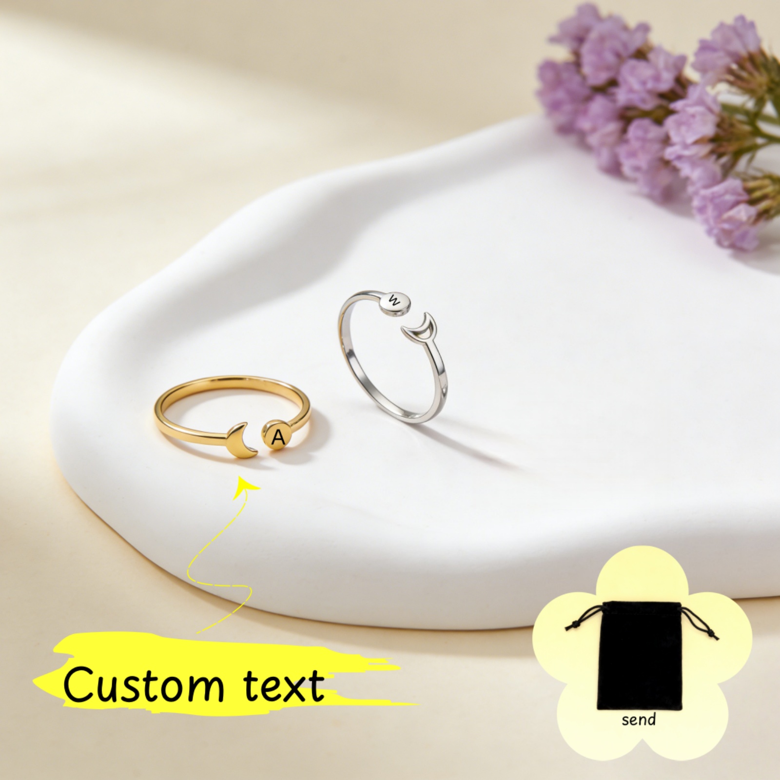 Wedding Z - Personalizowany Pierścionek z Inicjałem A-Z w