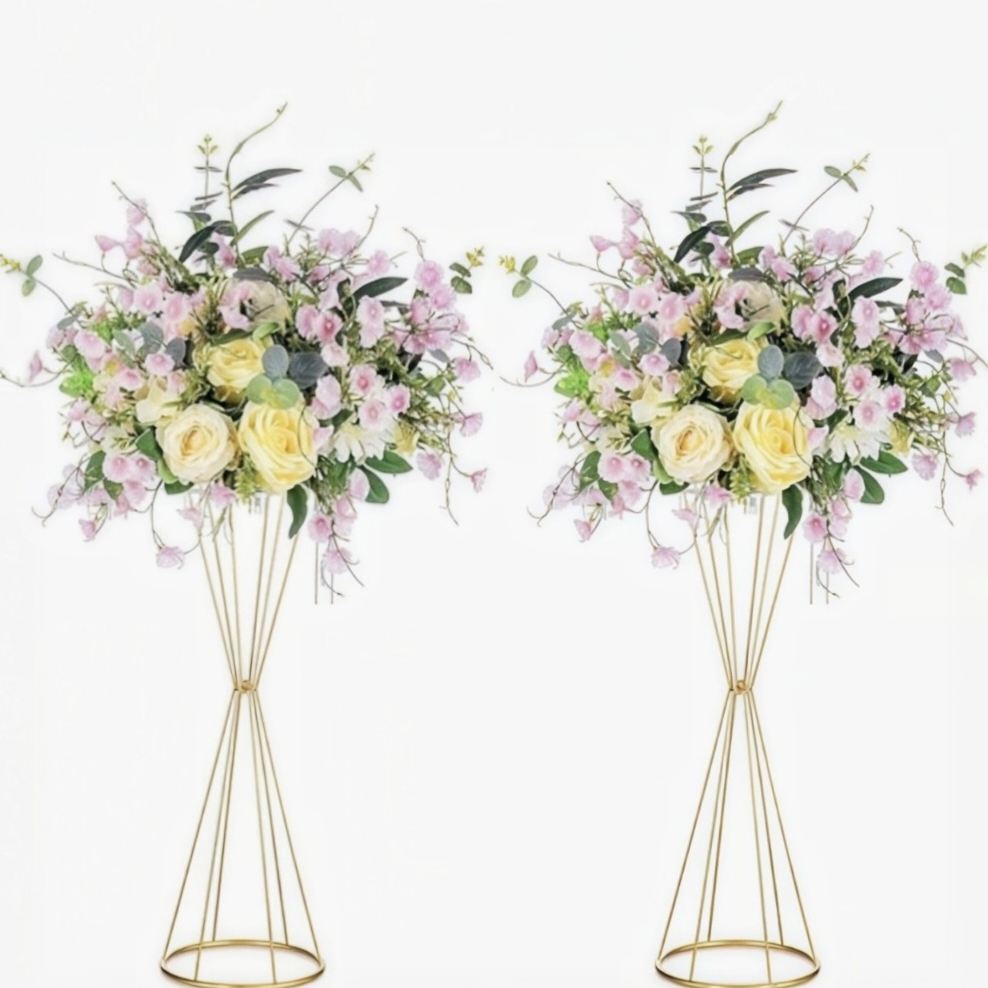 Centerpiece Vase Tall - Złoty Geometryczny Stojak na Kwiaty Nowoczesny